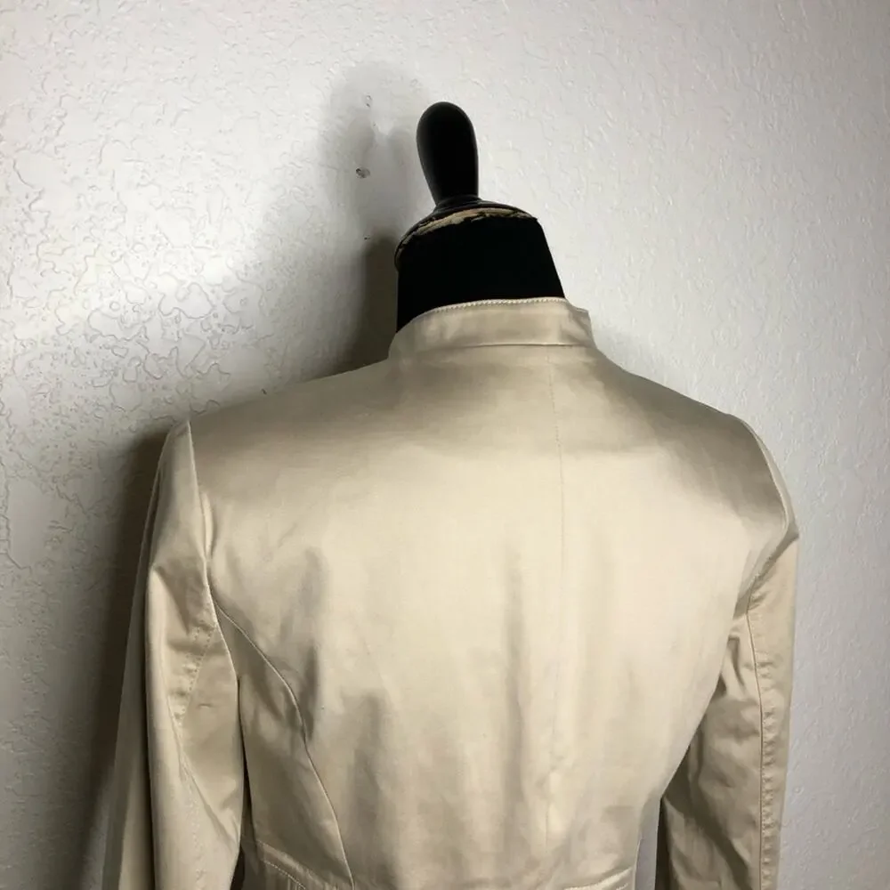 WHBM cream tan zip front blazer jacket size 2